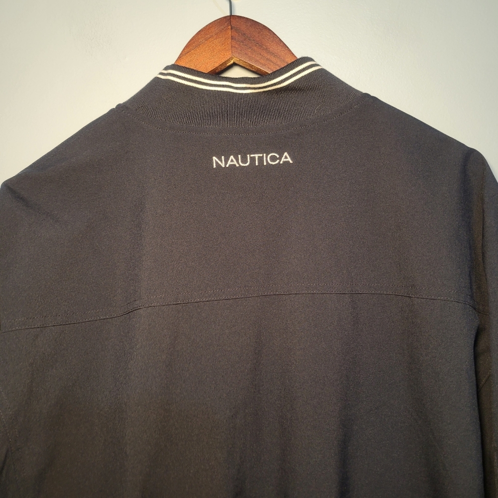 Nautica Mens Bomber Jacket Water & Wind Resistant Stretch Size Large Dark Blue - Picture 6 of 14